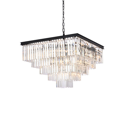 Sydney 34 inch square crystal chandelier in matte black