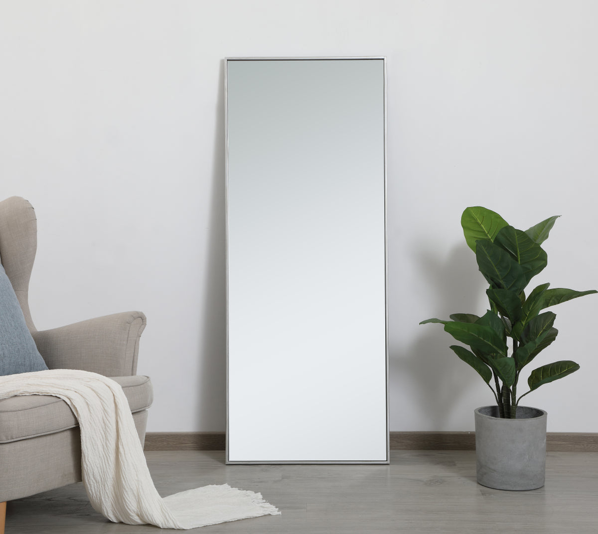 Metal frame rectangle mirror 24 inch in silver