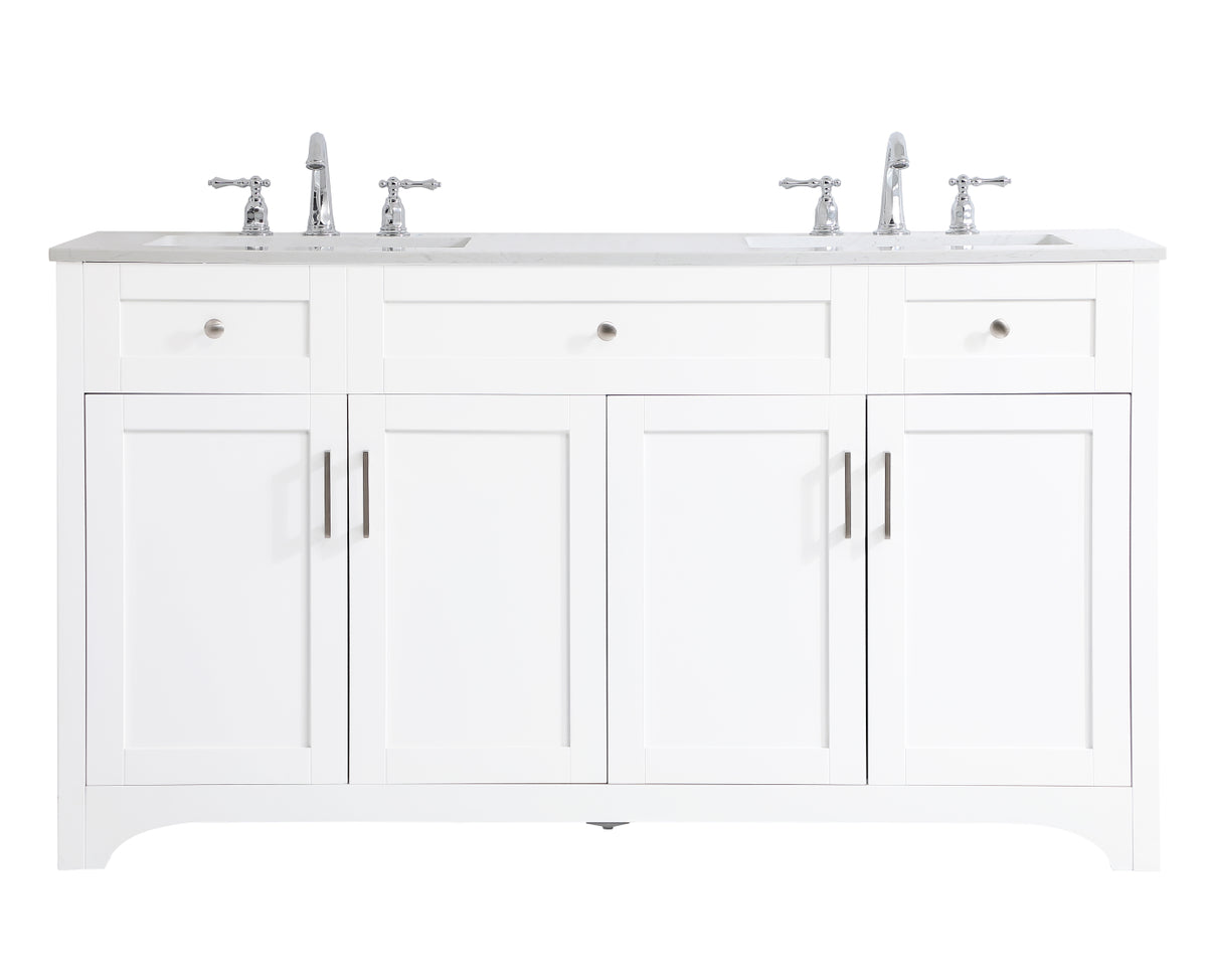 60 inch Double Bathroom Vanity in White
