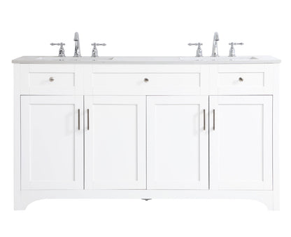 60 inch Double Bathroom Vanity in White