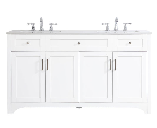 60 inch Double Bathroom Vanity in White