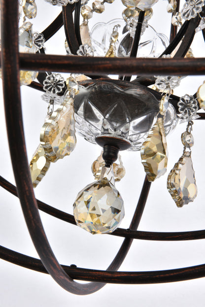 Geneva 5 light Dark Bronze Pendant Golden Teak (Smoky) Royal Cut crystal