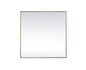Metal Frame Square Mirror 42 inch in Brass