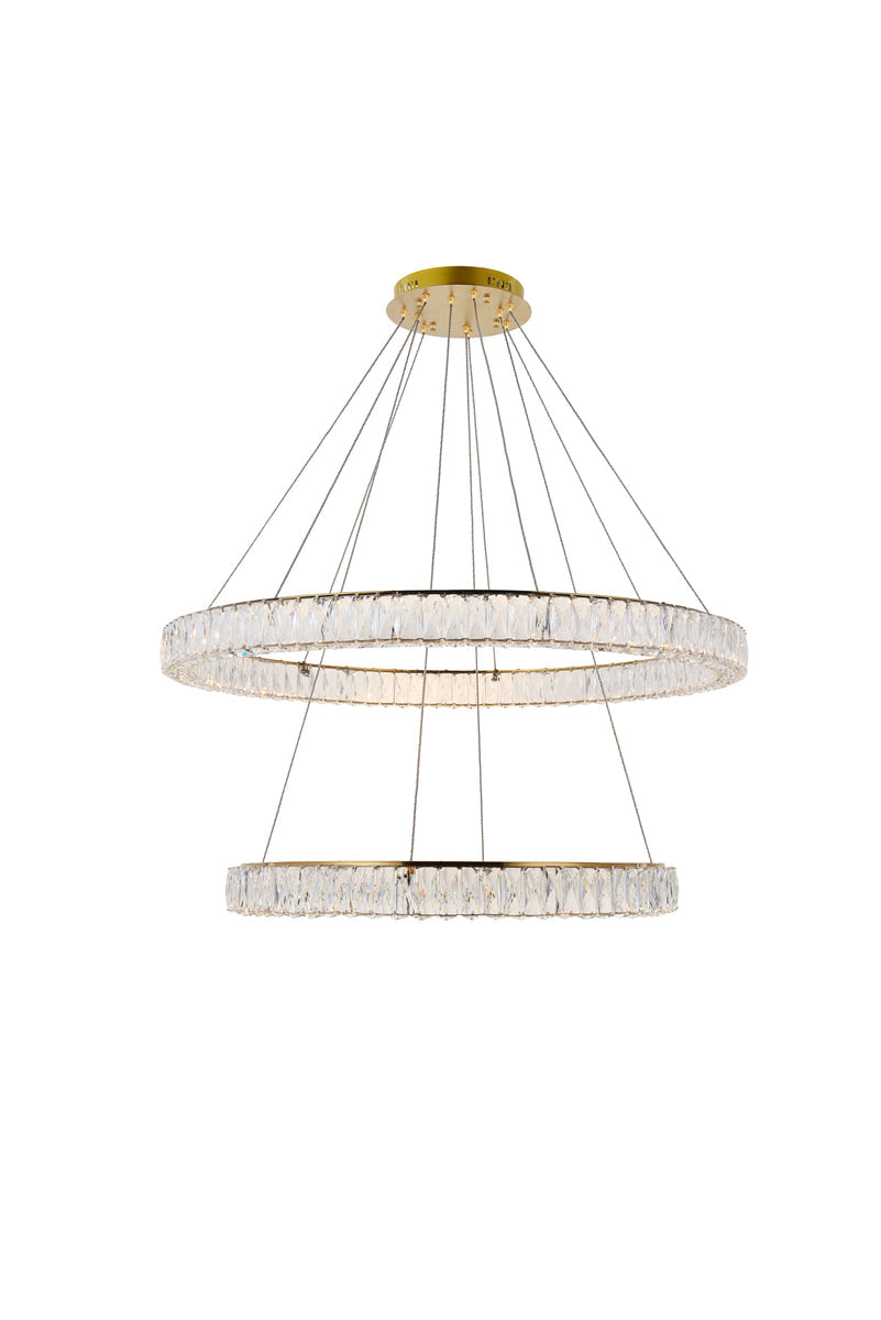 Monroe Integrated LED light Gold Chandelier Clear Royal Cut Crystal