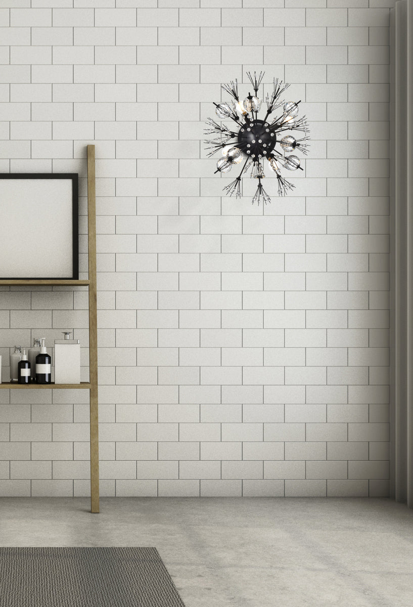 Vera 19 inch crystal starburst wall sconce in black
