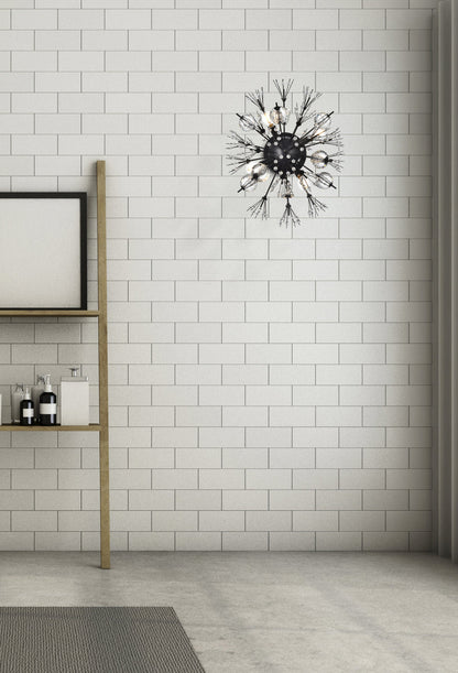 Vera 19 inch crystal starburst wall sconce in black