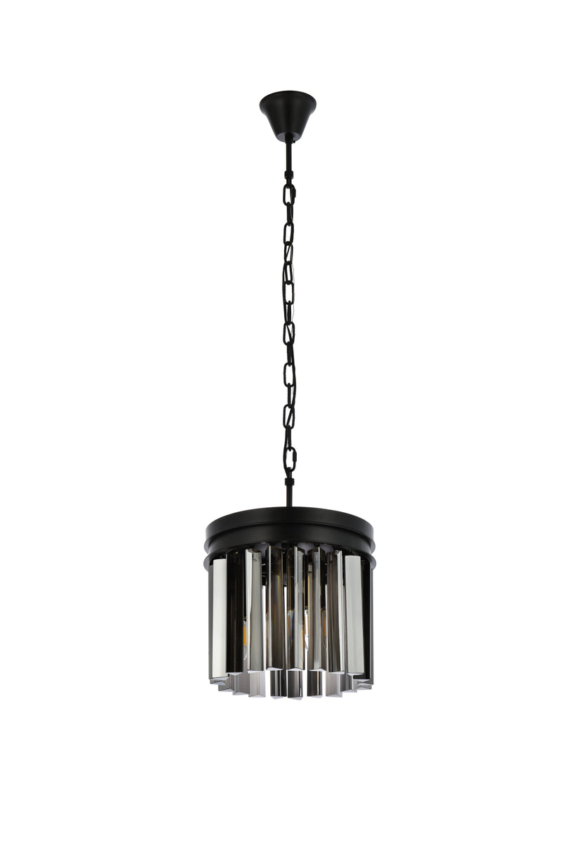 Sydney 3 light Matte Black Pendant Silver Shade (Grey) Royal Cut Crystal