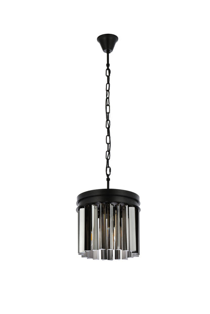 Sydney 3 light Matte Black Pendant Silver Shade (Grey) Royal Cut Crystal