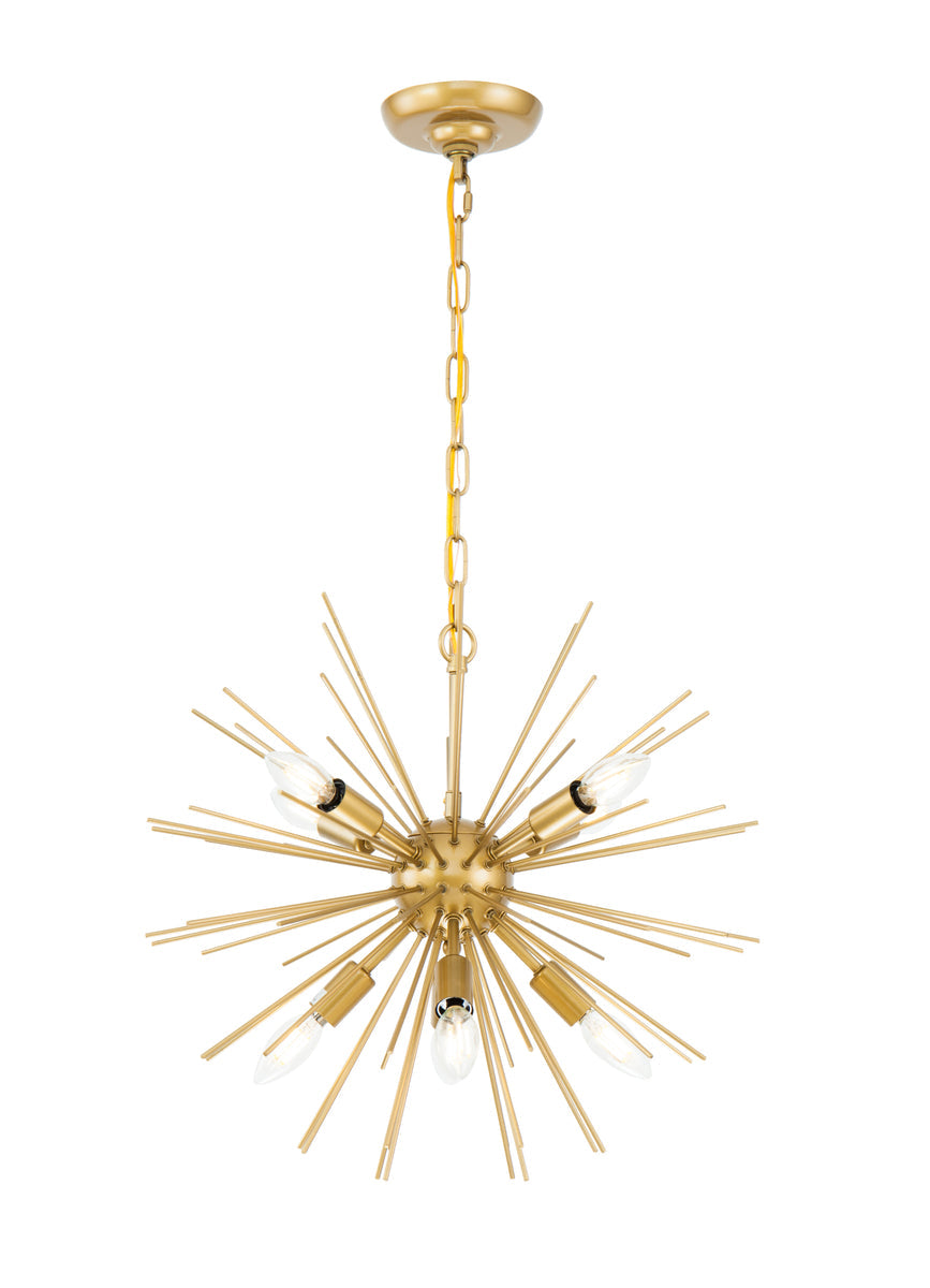 Timber 8 light Brass pendant