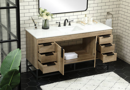 60 inch Single bathroom vanity in natural oak