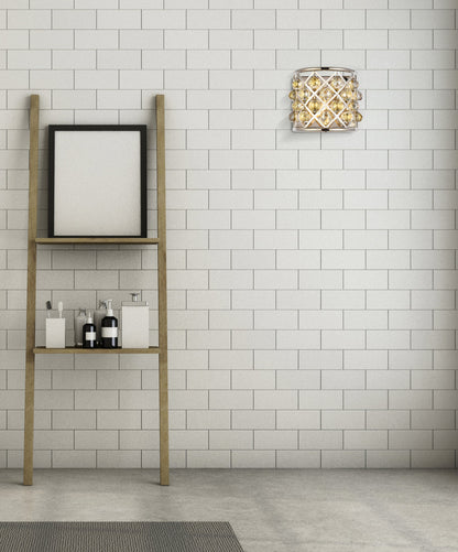 Madison 1 light polished Nickel Wall Sconce Golden Teak (Smoky) Royal Cut Crystal