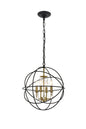 Wallace 4 light Matte Black and Brass Pendant