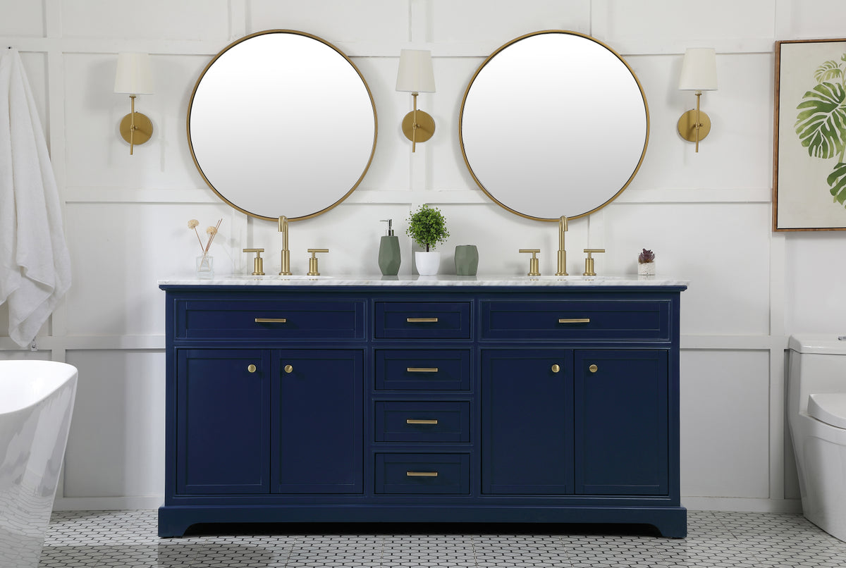 72 inch double bathroom vanity in blue