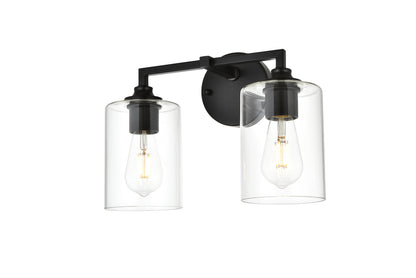 Mayson 2 light Black and Clear Bath Sconce