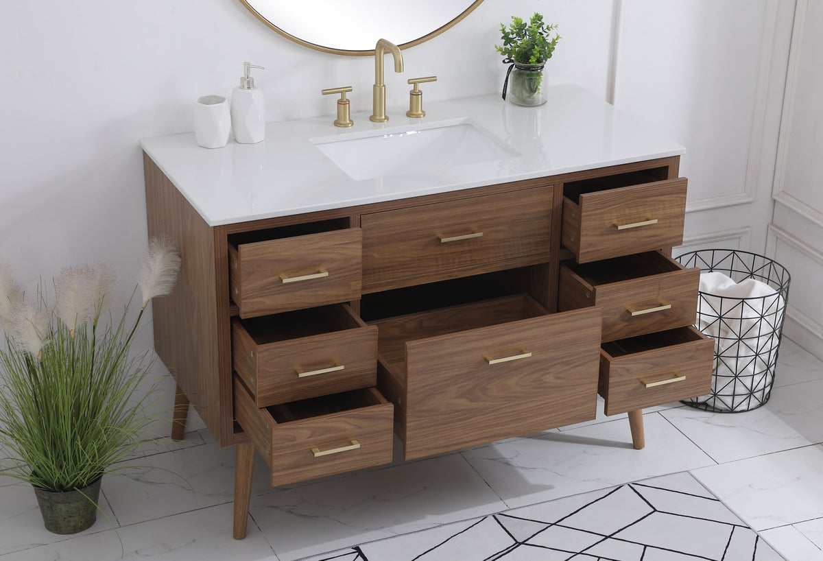 48 inch bathroom vanity in Walnut Brown