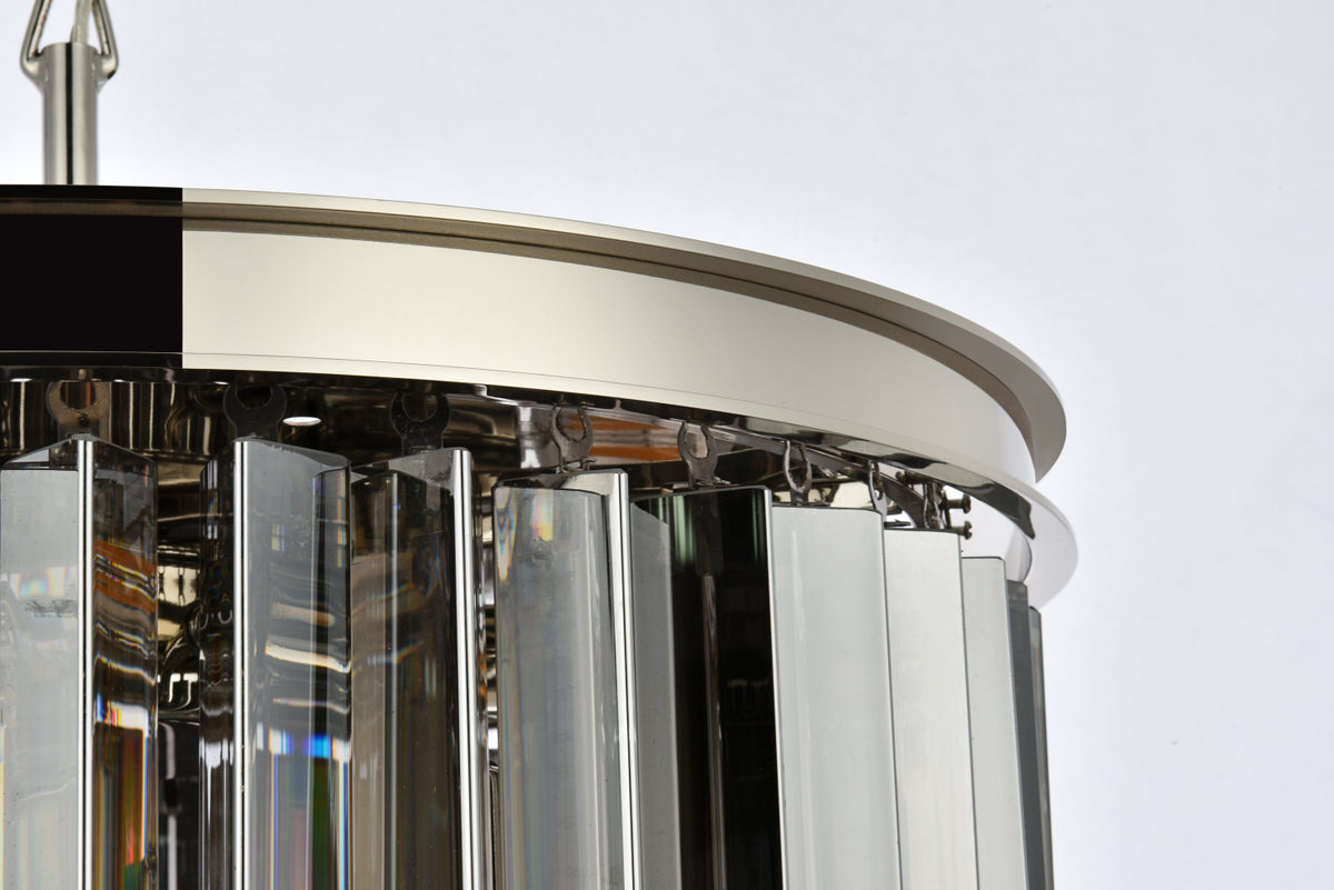 Sydney 6 light polished nickel Pendant Silver Shade (Grey) Royal Cut Crystal