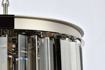 Sydney 6 light polished nickel Pendant Silver Shade (Grey) Royal Cut Crystal