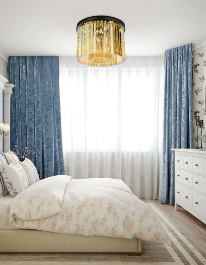 Sydney 6 light Matte Black Flush Mount Golden Teak (Smoky) Royal Cut Crystal