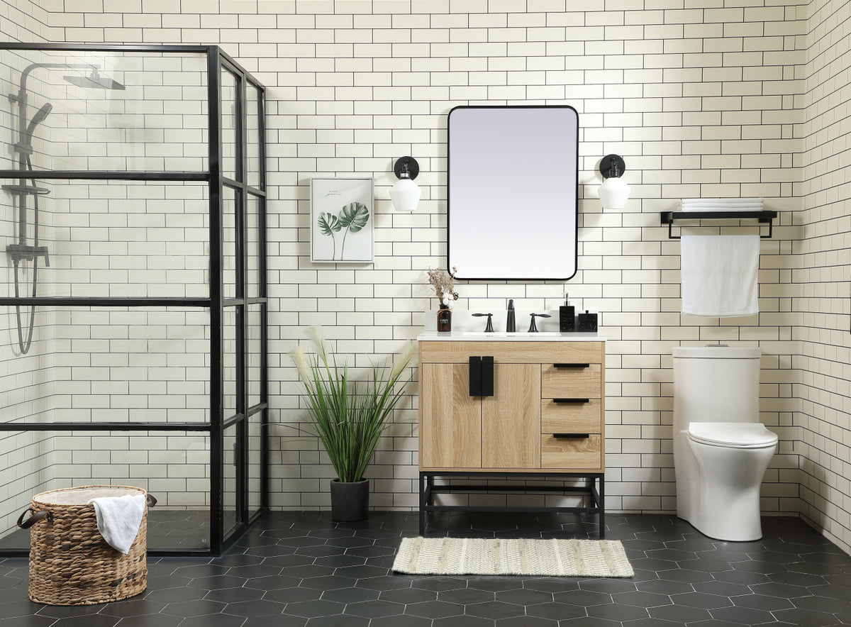 32 inch Single bathroom vanity in mango wood with backsplash