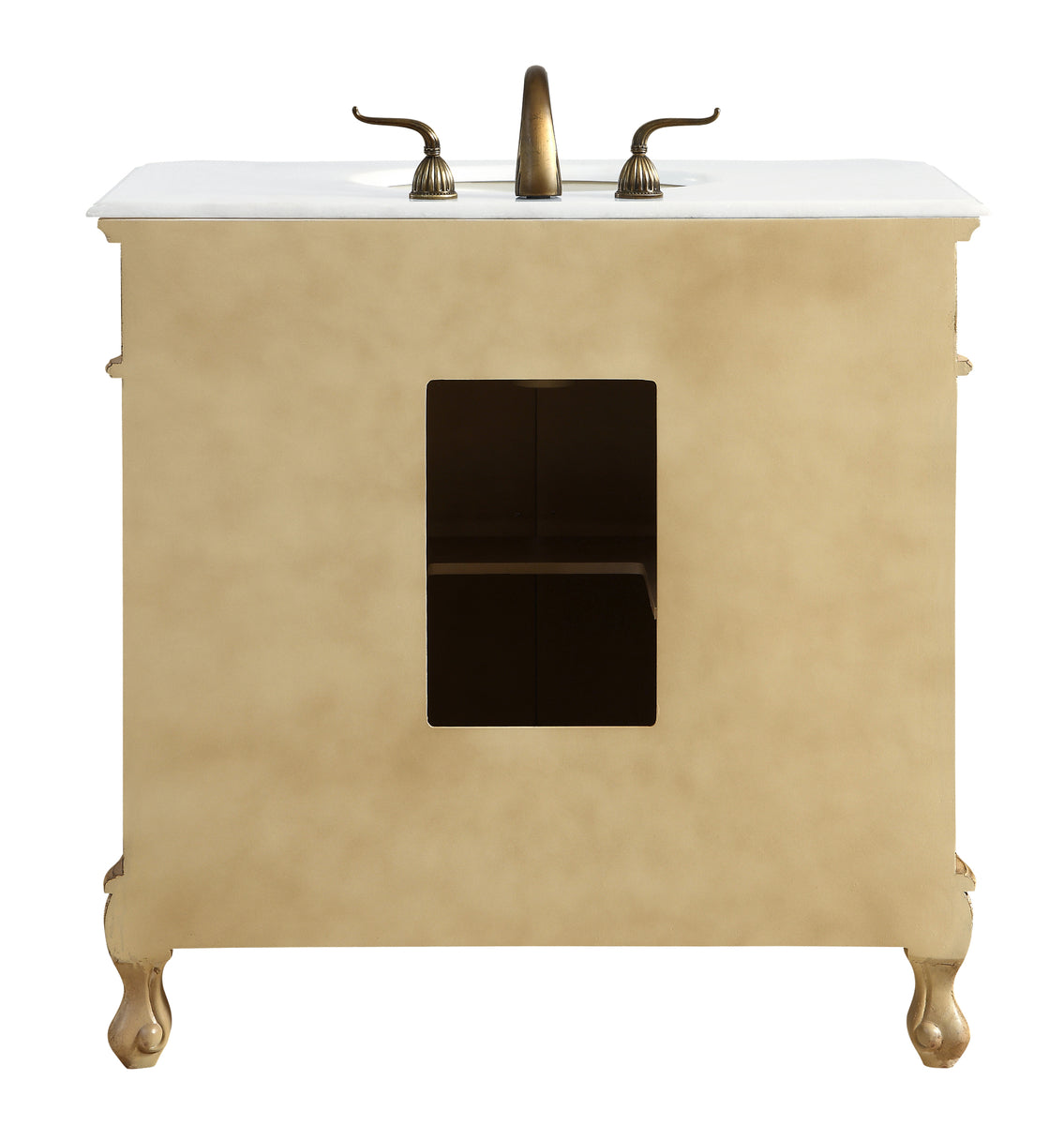 36 inch Single Bathroom vanity in Antique Beige with ivory white engineered marble