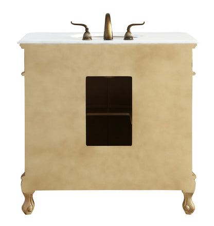 36 inch Single Bathroom vanity in Antique Beige with ivory white engineered marble