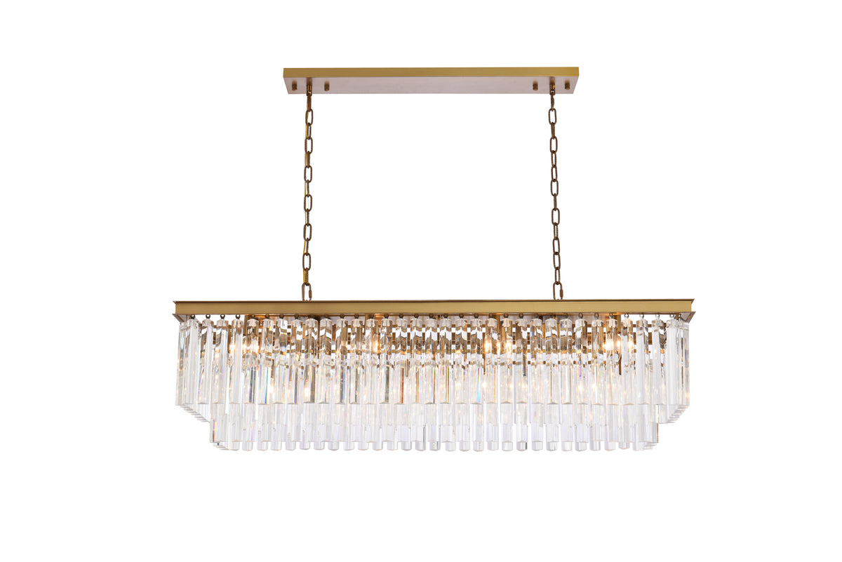Sydney 50 inch rectangle crystal chandelier in satin gold