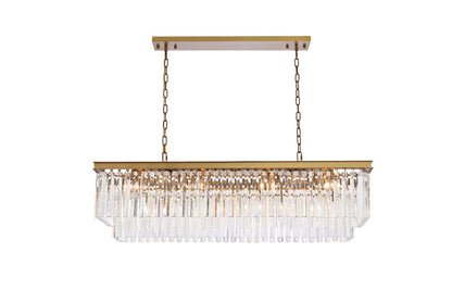 Sydney 50 inch rectangle crystal chandelier in satin gold