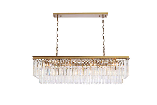 Sydney 50 inch rectangle crystal chandelier in satin gold
