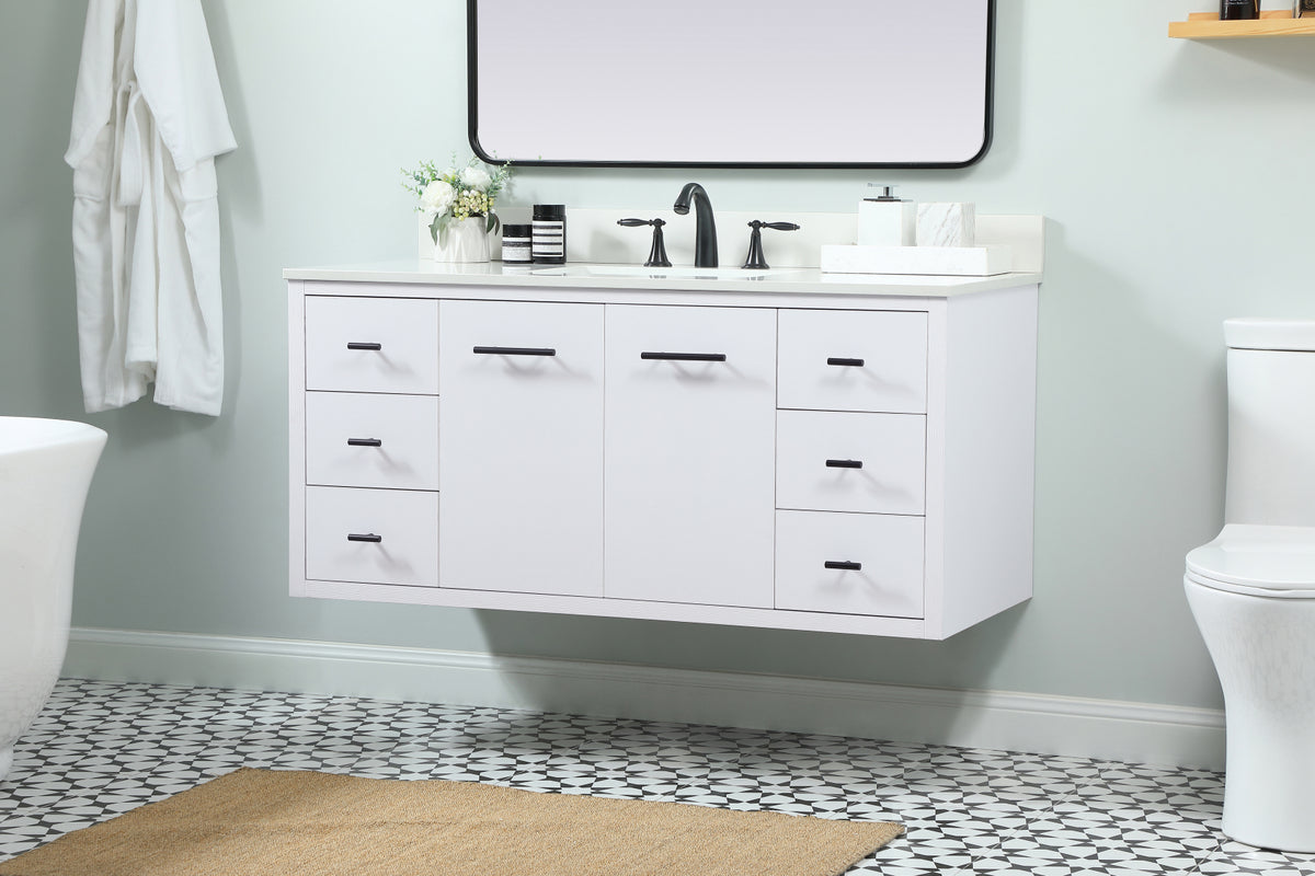 48 inch Single bathroom vanity in white with backsplash