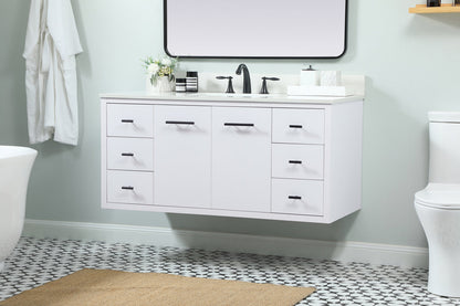 48 inch Single bathroom vanity in white with backsplash