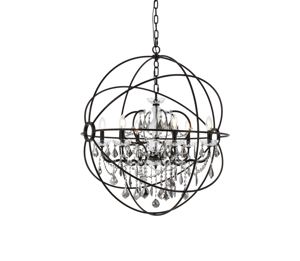 Geneva 6 light Dark Bronze Chandelier Silver Shade (Grey) Royal Cut crystal