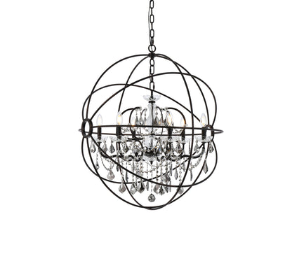 Geneva 6 light Dark Bronze Chandelier Silver Shade (Grey) Royal Cut crystal