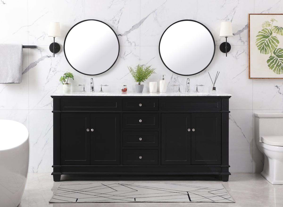 72 inch double bathroom vanity set in black