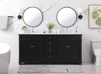 72 inch double bathroom vanity set in black