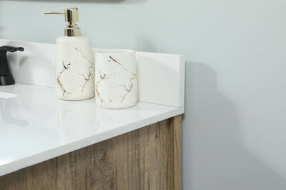 32 inch Single bathroom vanity in natural oak with backsplash