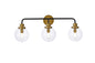 Hanson 3 lights bath sconce in black with brass with clear shade