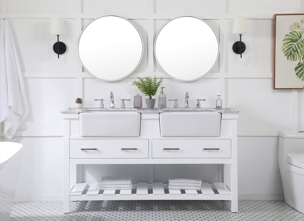 60 inch double bathroom vanity in white