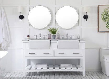 60 inch double bathroom vanity in white