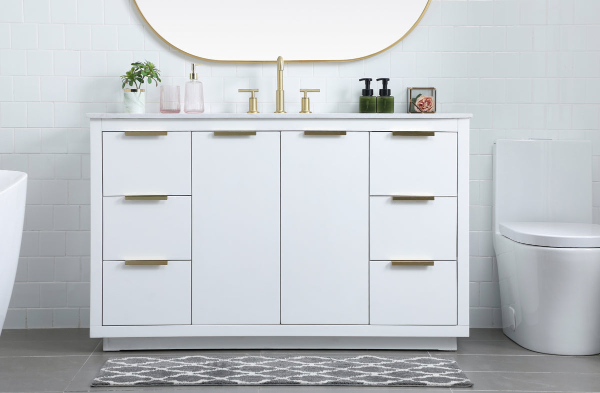 54 Inch SIngle Bathroom Vanity In White