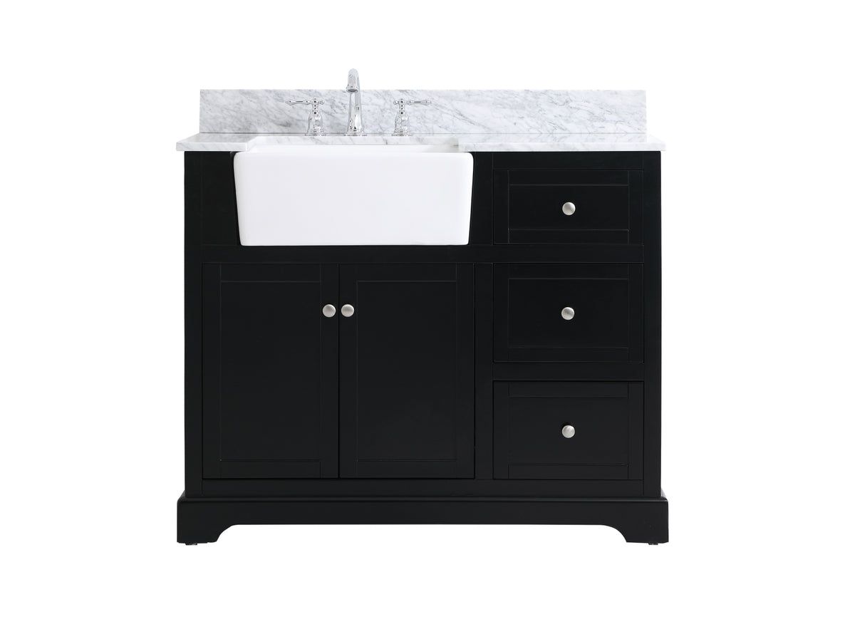 42 inch Single bathroom vanity in black with backsplash