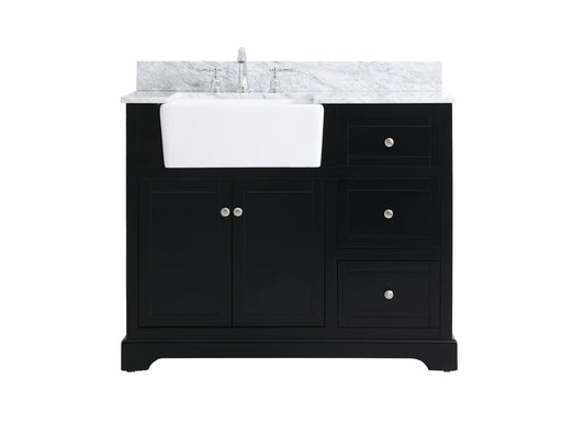 42 inch Single bathroom vanity in black with backsplash