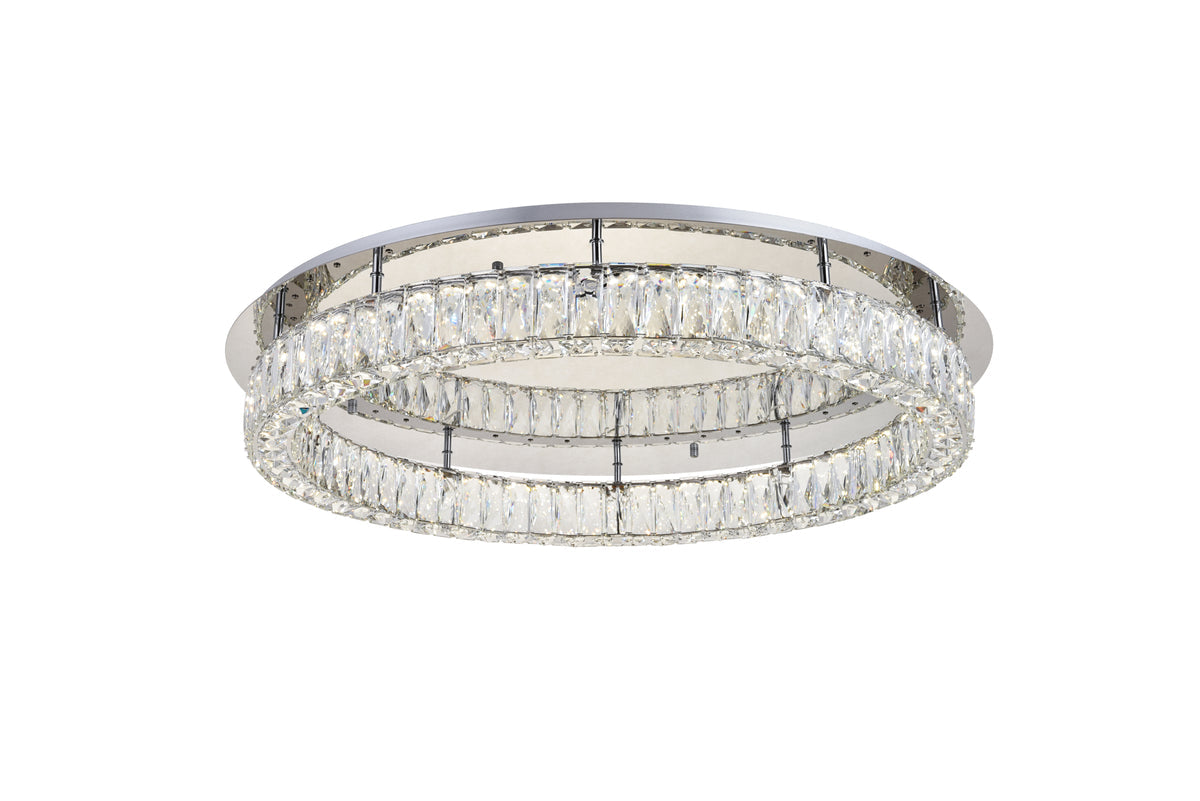 Monroe LED light Chrome Flush Mount Clear Royal Cut Crystal