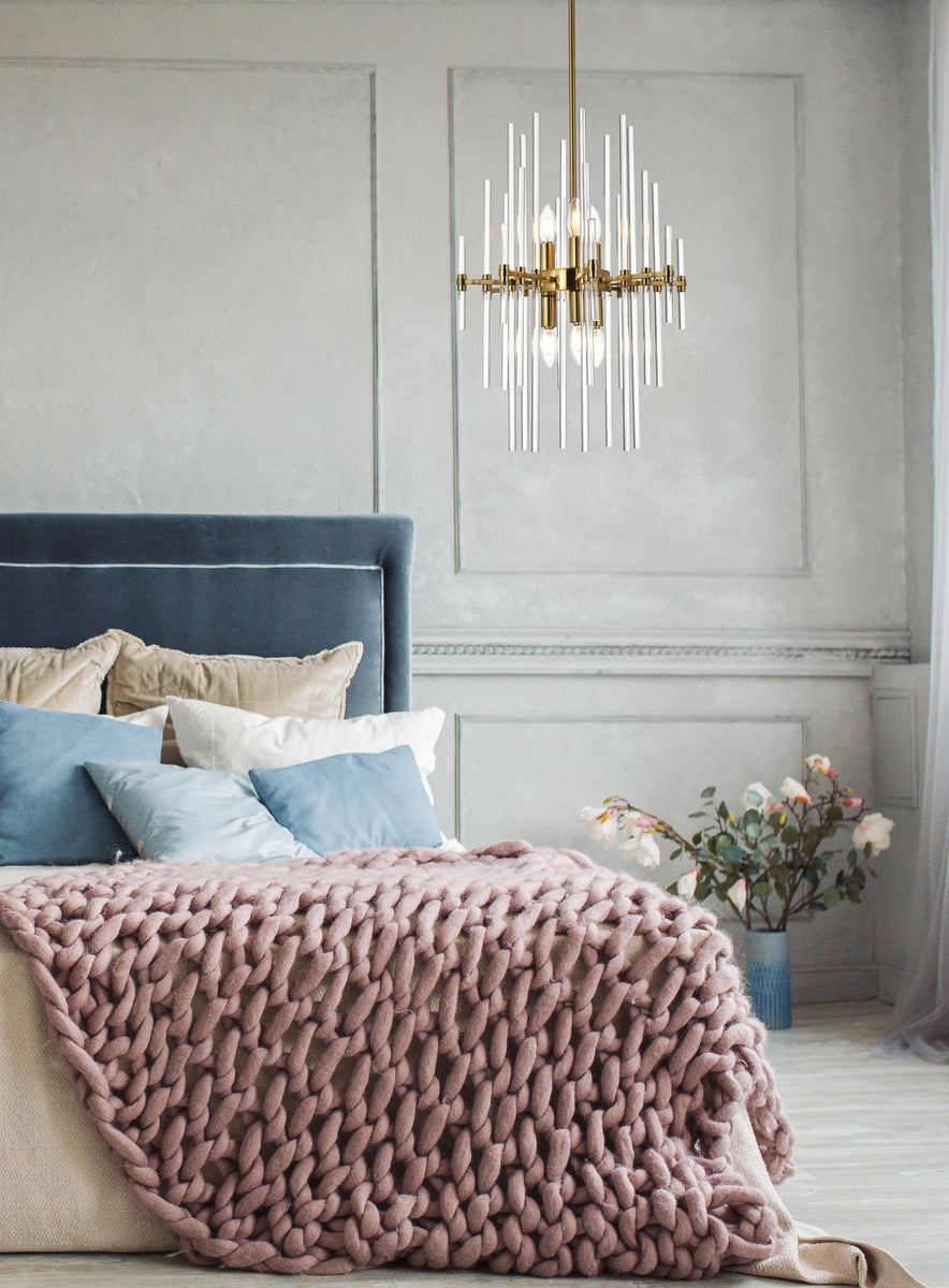 Sienna 17 inch crystal rod pendant in gold