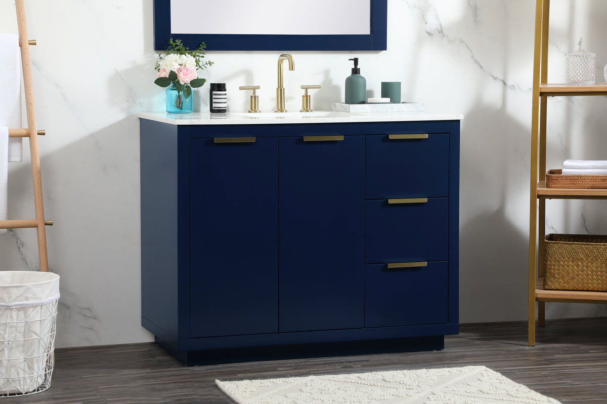 42 inch Single bathroom vanity in blue