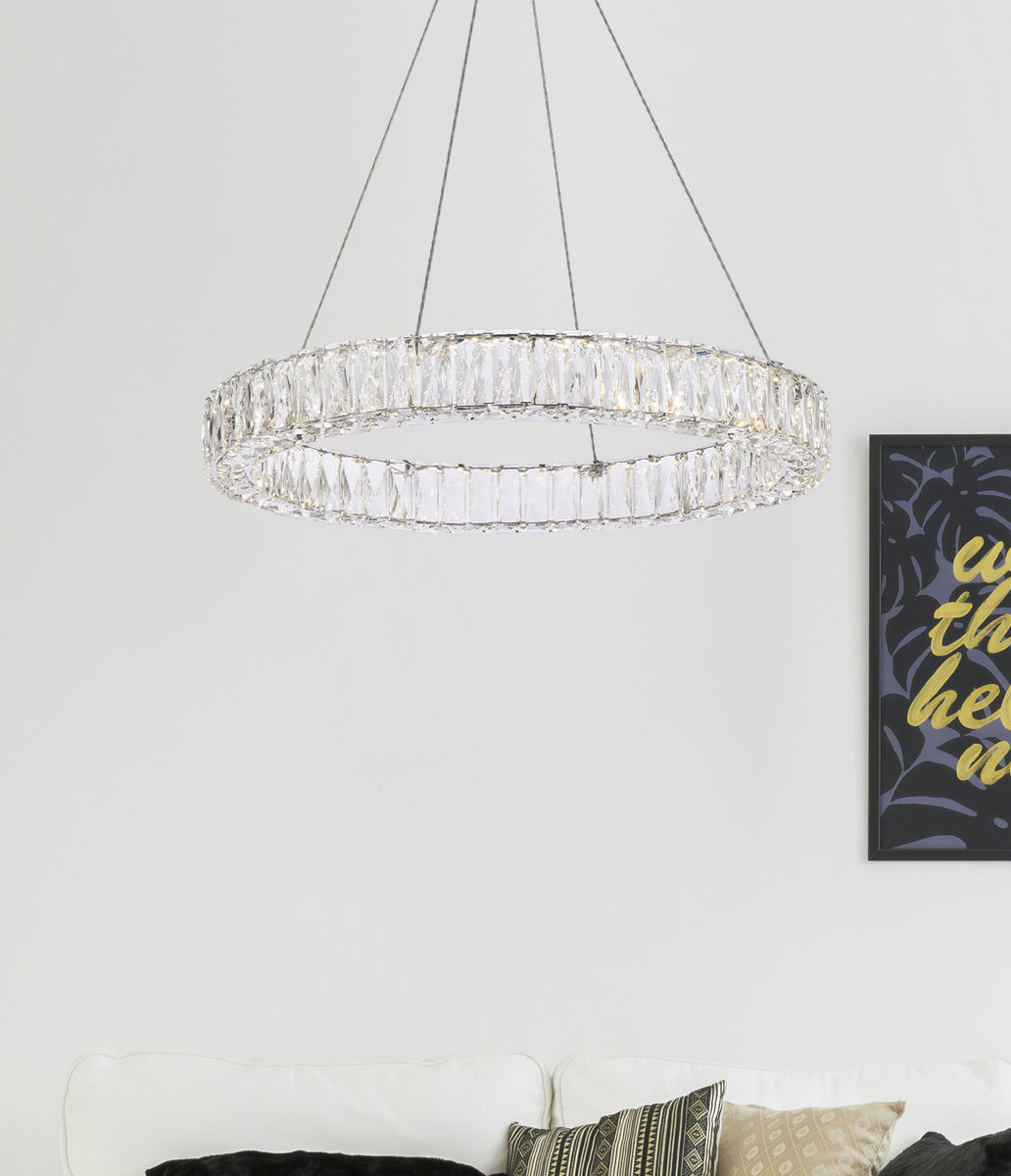 Monroe 26 inch LED round Single pendant in chrome