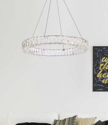 Monroe 26 inch LED round Single pendant in chrome