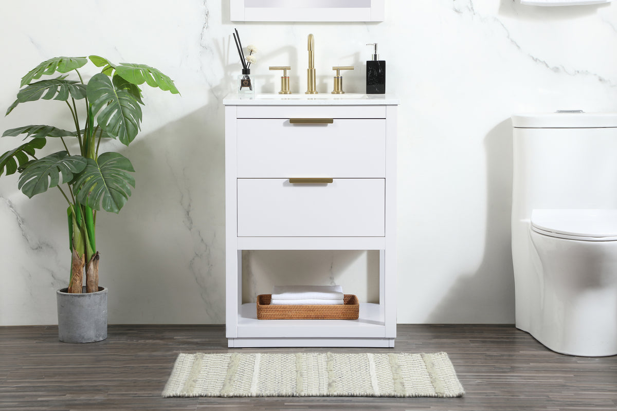 24 inch Single bathroom vanity in white