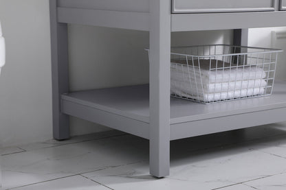 36 inch Single bathroom vanity in gray with backsplash