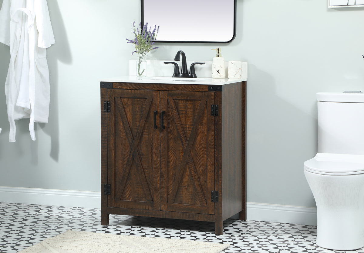 30 inch Single bathroom vanity in expresso with backsplash