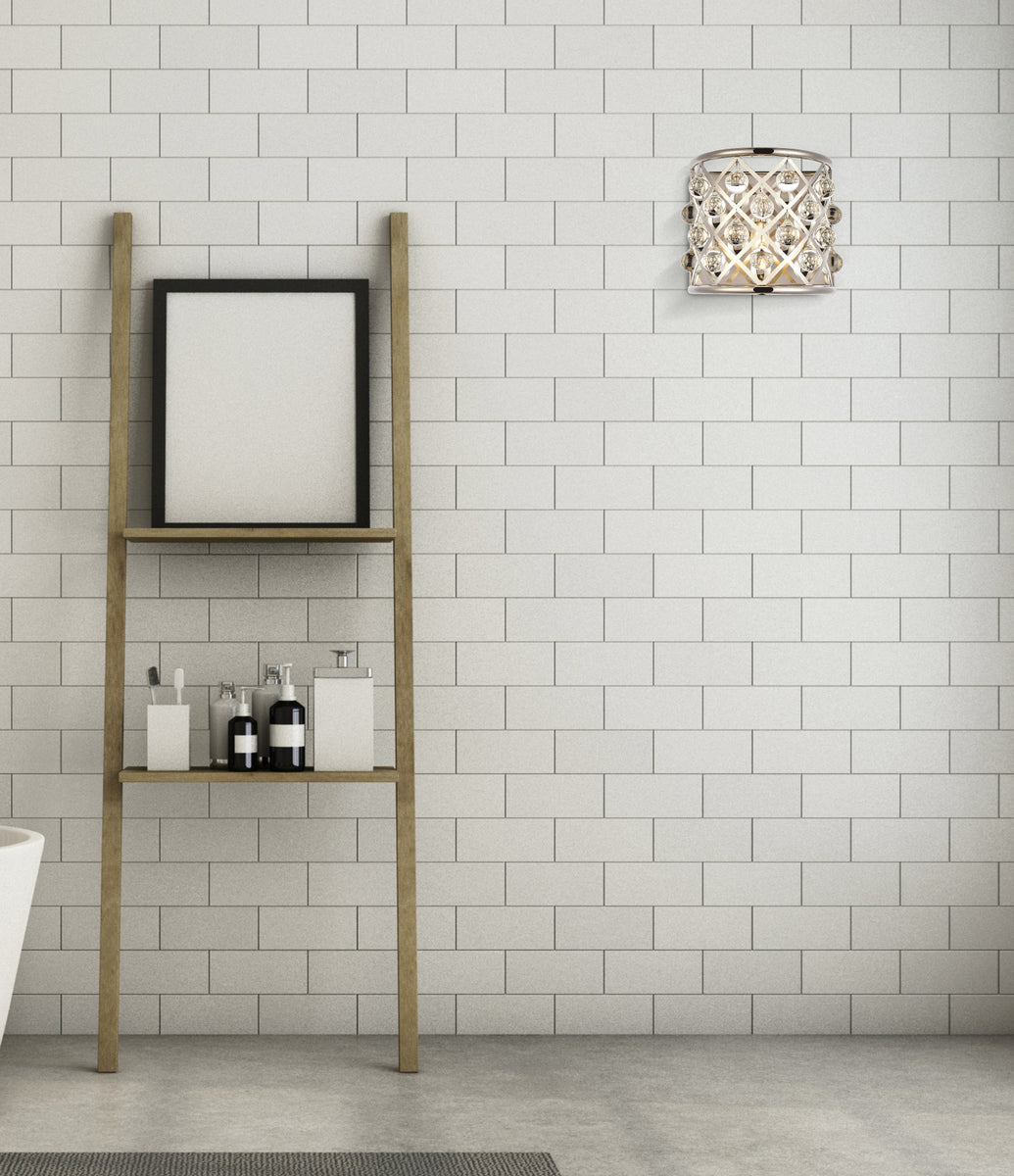 Madison 1 light polished Nickel Wall Sconce Clear Royal Cut Crystal